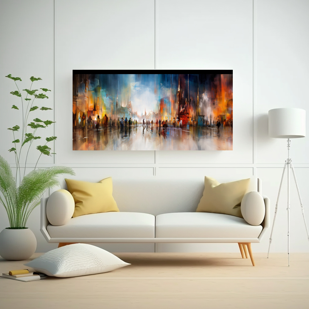 PINTURAS DECORATIVAS CON EL PULSO RÍTMICO DE UNA PLAZA DE MERCADO. 80X40CM - 2
