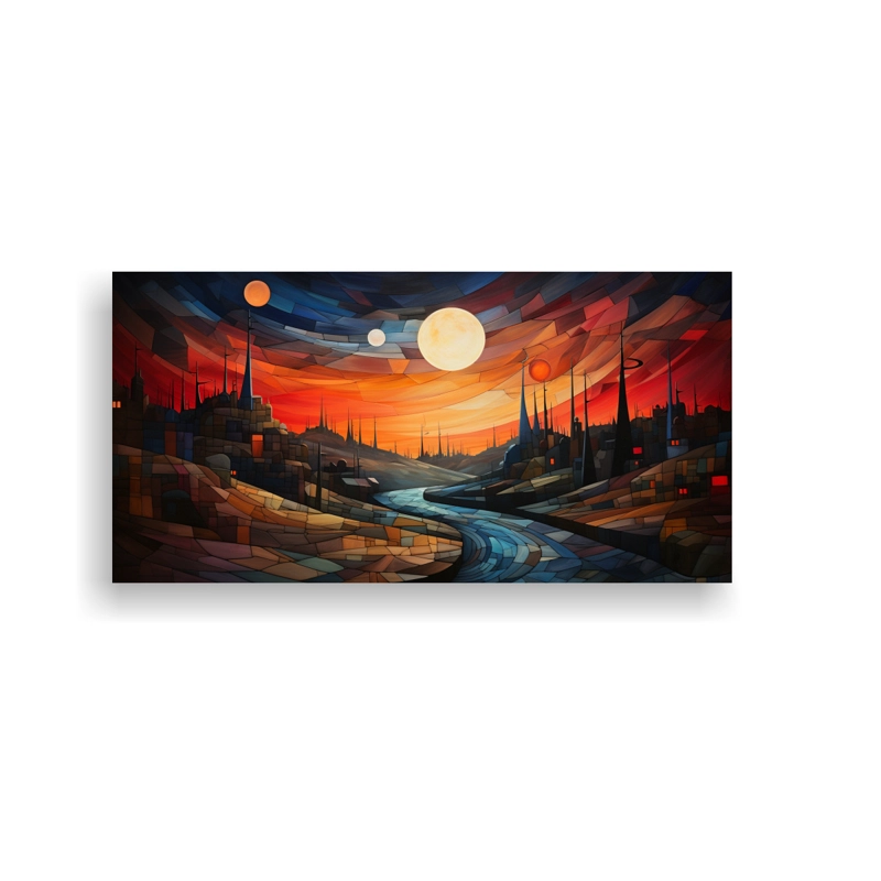 LIENZO DECORATIVO FIGURAS LUCES ROJAS AZULES VERDES MEZCLÁNDOSE HERMOSAMENTE 120X60CM - 1