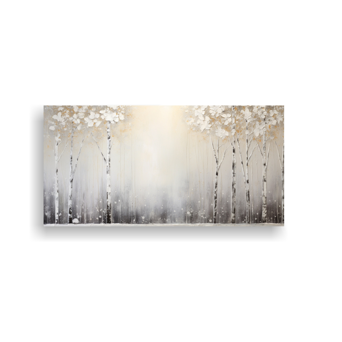 PINTURA LIENZO CUADRO EN BLANCO Y PLATA ESTILO VISUAL SOFISTICADO 160X80CM - 1