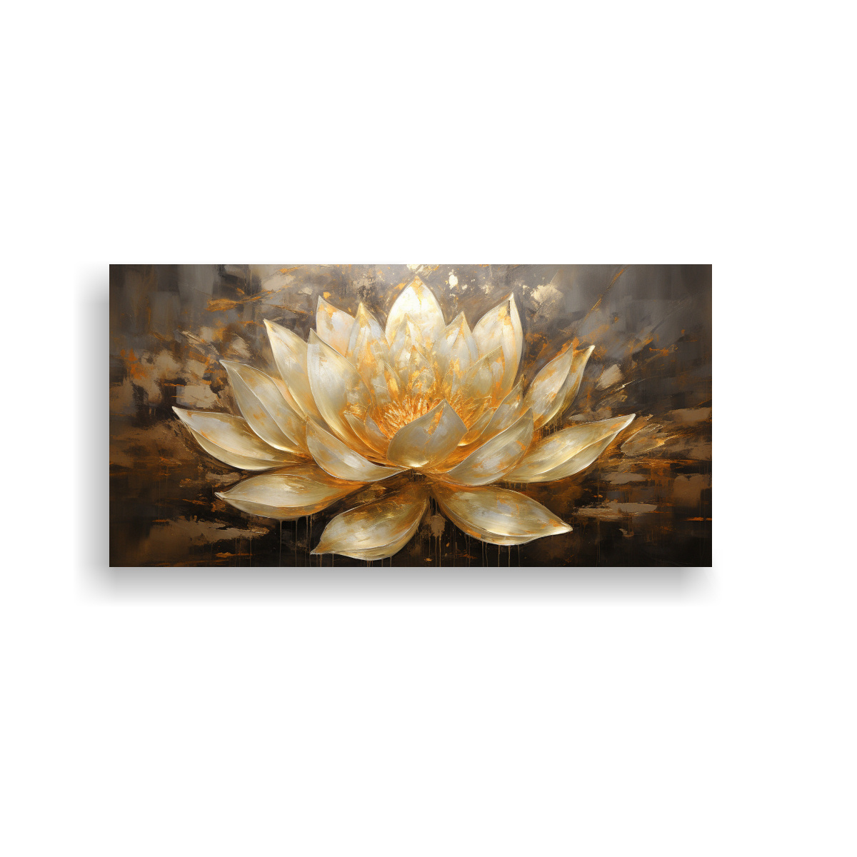 PINTURA LIENZO ARMONÍA LOTO DORADO ESTILO G 40X20CM - 1