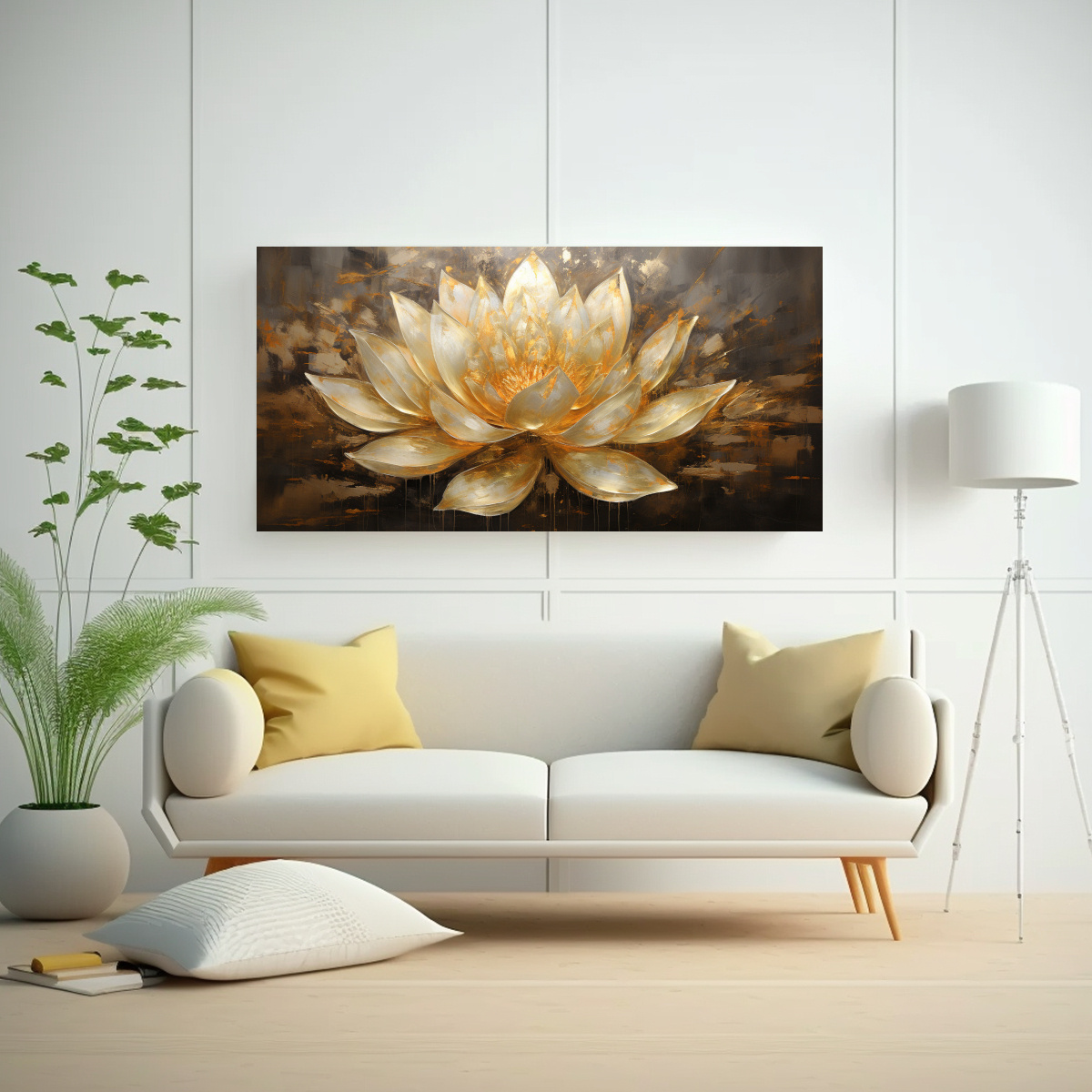PINTURA LIENZO ARMONÍA LOTO DORADO ESTILO G 40X20CM - 2