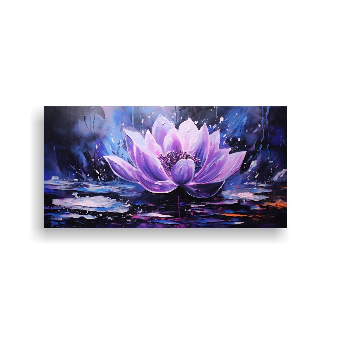 PINTURA EN LIENZO DE LOTO NEGRO MÁGICO EN EL ESTILO DE DECORACIÓN DE ÉPOCA 40X20CM - 1
