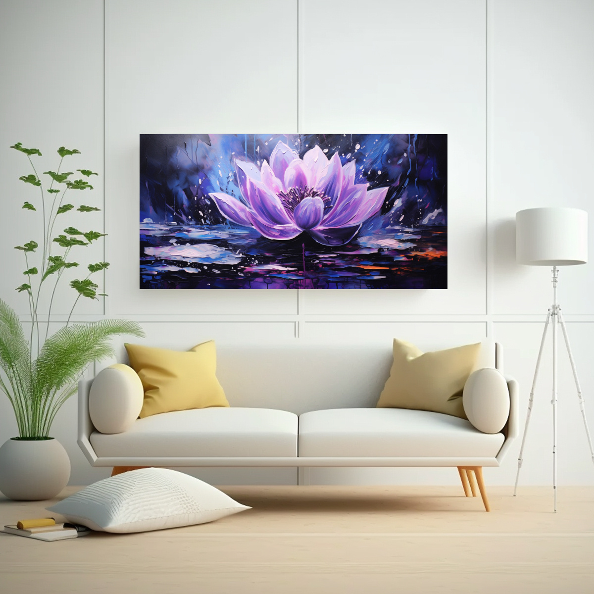 PINTURA EN LIENZO DE LOTO NEGRO MÁGICO EN EL ESTILO DE DECORACIÓN DE ÉPOCA 40X20CM - 2