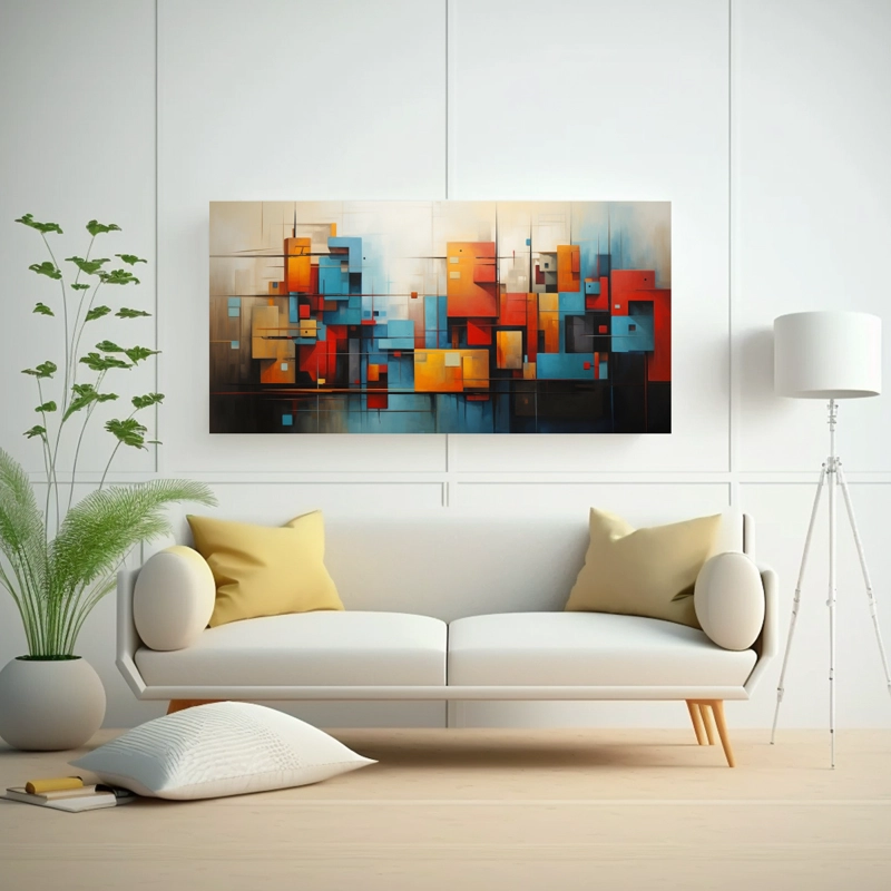CUADROS ABSTRACTOS DE COLORES ALEGRES PARA DECORAR 80X40CM - 2