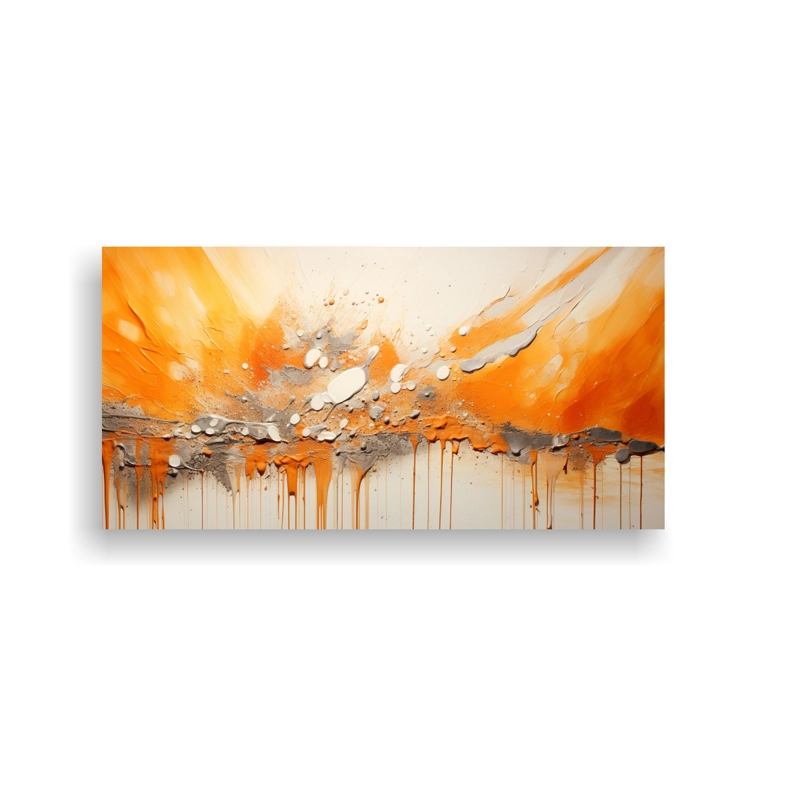 CUADRO NARANJA Y PLATEADO PARA DECORACIÓN DE CUARTO 80X40CM - 1
