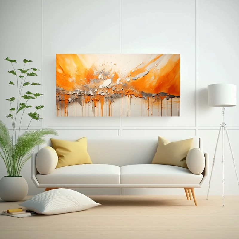 CUADRO NARANJA Y PLATEADO PARA DECORACIÓN DE CUARTO 80X40CM - 2