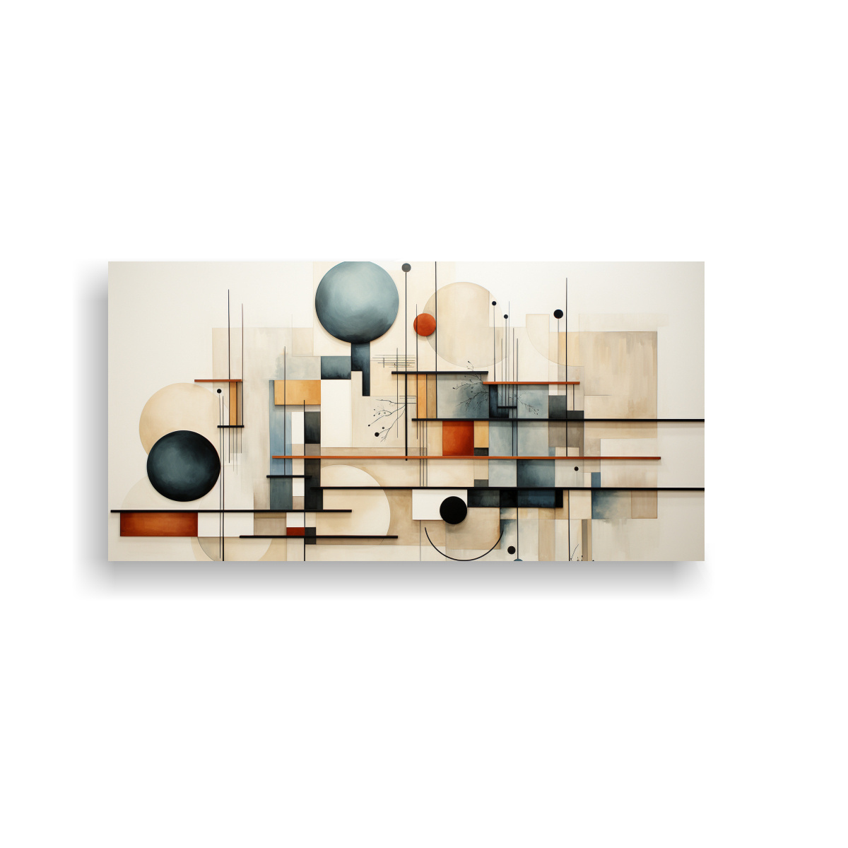 TELA GEOMETRÍA ABSTRACTA EN COLORES NEUTROS 140X70CM - 1