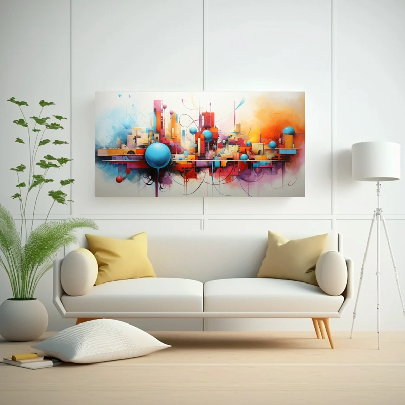 CUADROS ABSTRACTOS EN NEUTROS PARA DISEÑO VISION 80X40CM - 2