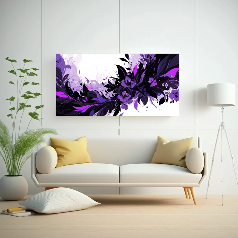 CUADROS DECORATIVOS INSPIRADORES CANVA PÚRPURA Y NEGRO ESTILO NEONOIR 100X50CM - 2
