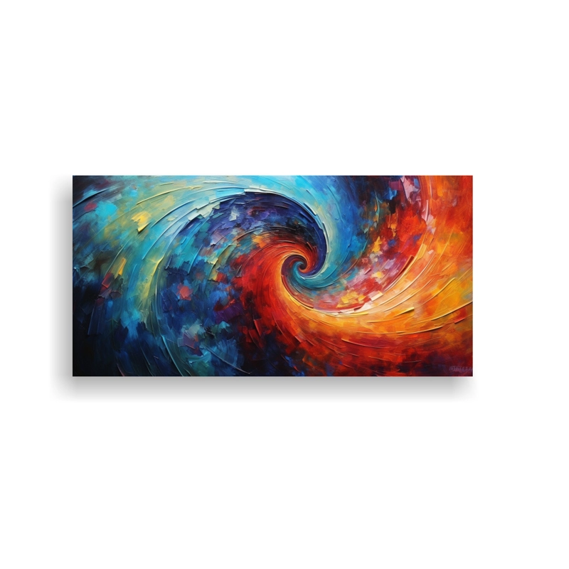 CUADRO VITALIDAD CON DOS REMOLINOS DE COLORES EN LA PINTURA DECORATIVA 160X80CM - 1
