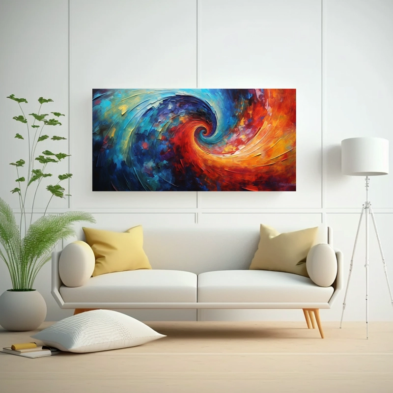 CUADRO VITALIDAD CON DOS REMOLINOS DE COLORES EN LA PINTURA DECORATIVA 160X80CM - 2