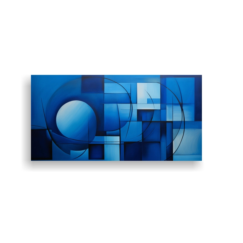 CUADRO EXPRESIVIDAD ABSTRACCIÓN TONOS AZULES 40X20CM - 1