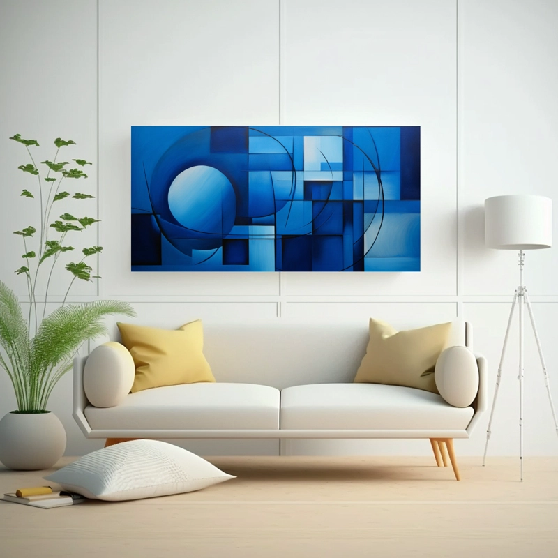 CUADRO EXPRESIVIDAD ABSTRACCIÓN TONOS AZULES 40X20CM - 2
