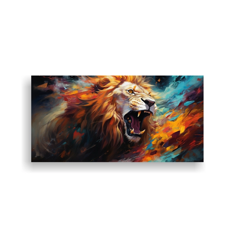 CUADROS ABSTRACTOS DE LEONES EN LIENZO  AMBIENTE ESPECTACULAR 60X30CM - 1