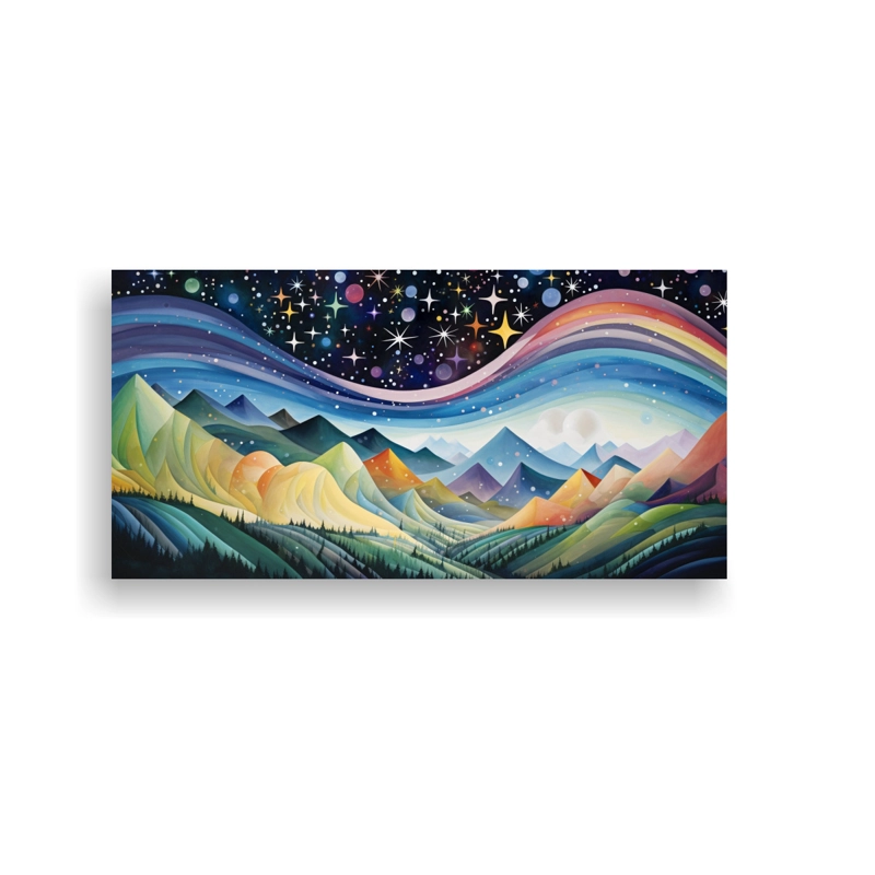 PAISAJE DE MONTAÑA ELEGANTE CON ESTILO REFINADO CON PINTURAS DECORATIVAS 100X50CM - 1