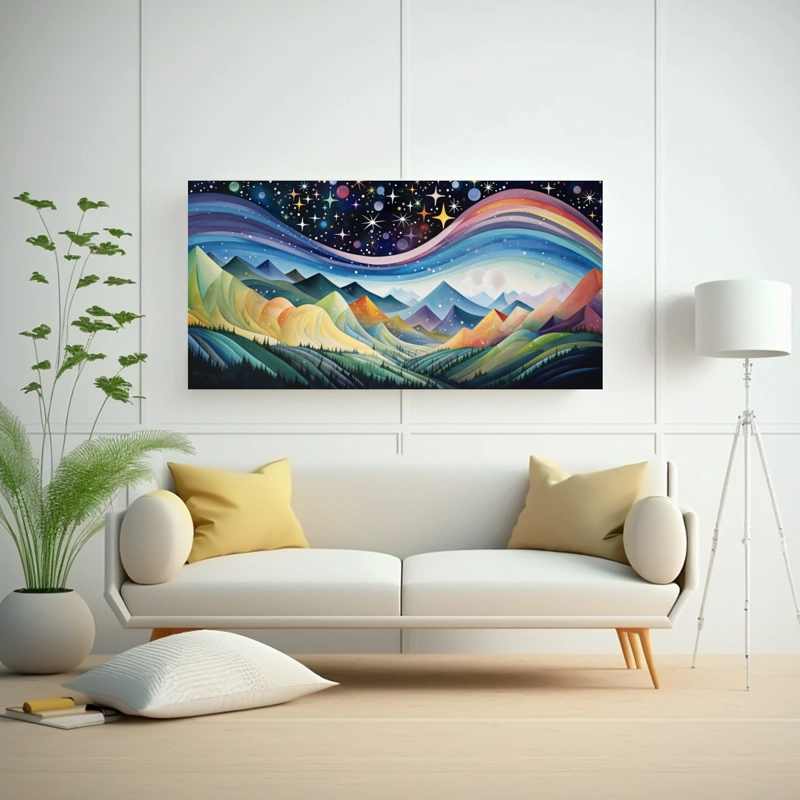 PAISAJE DE MONTAÑA ELEGANTE CON ESTILO REFINADO CON PINTURAS DECORATIVAS 100X50CM - 2