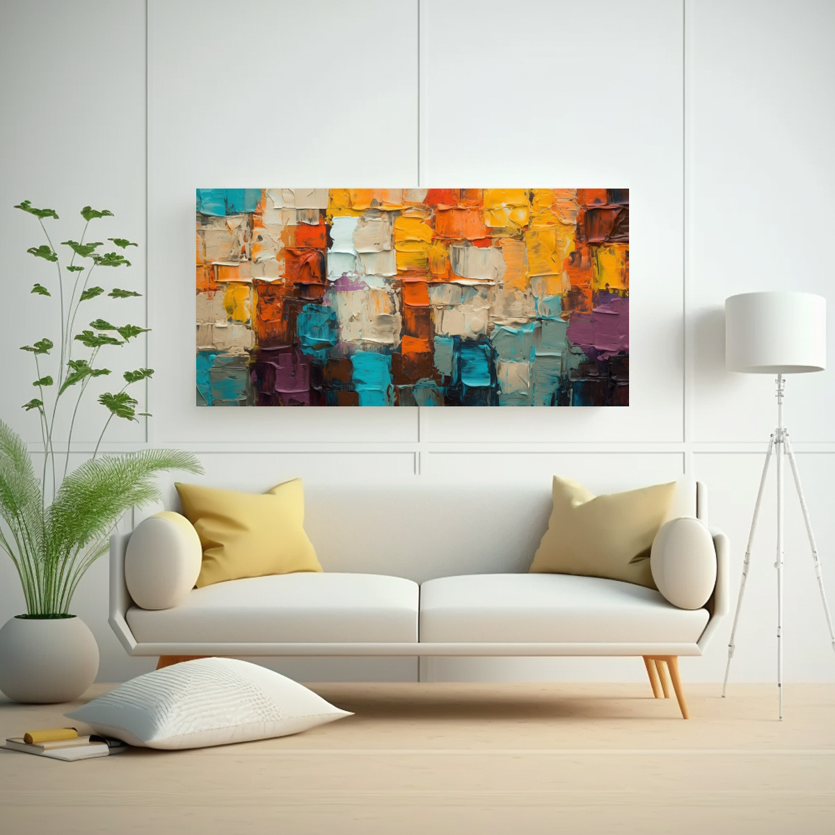 ARTE DE PARED COLORIDA Y EXPRESIVA CON CAPAS DE PINTURA 60X30CM - 2