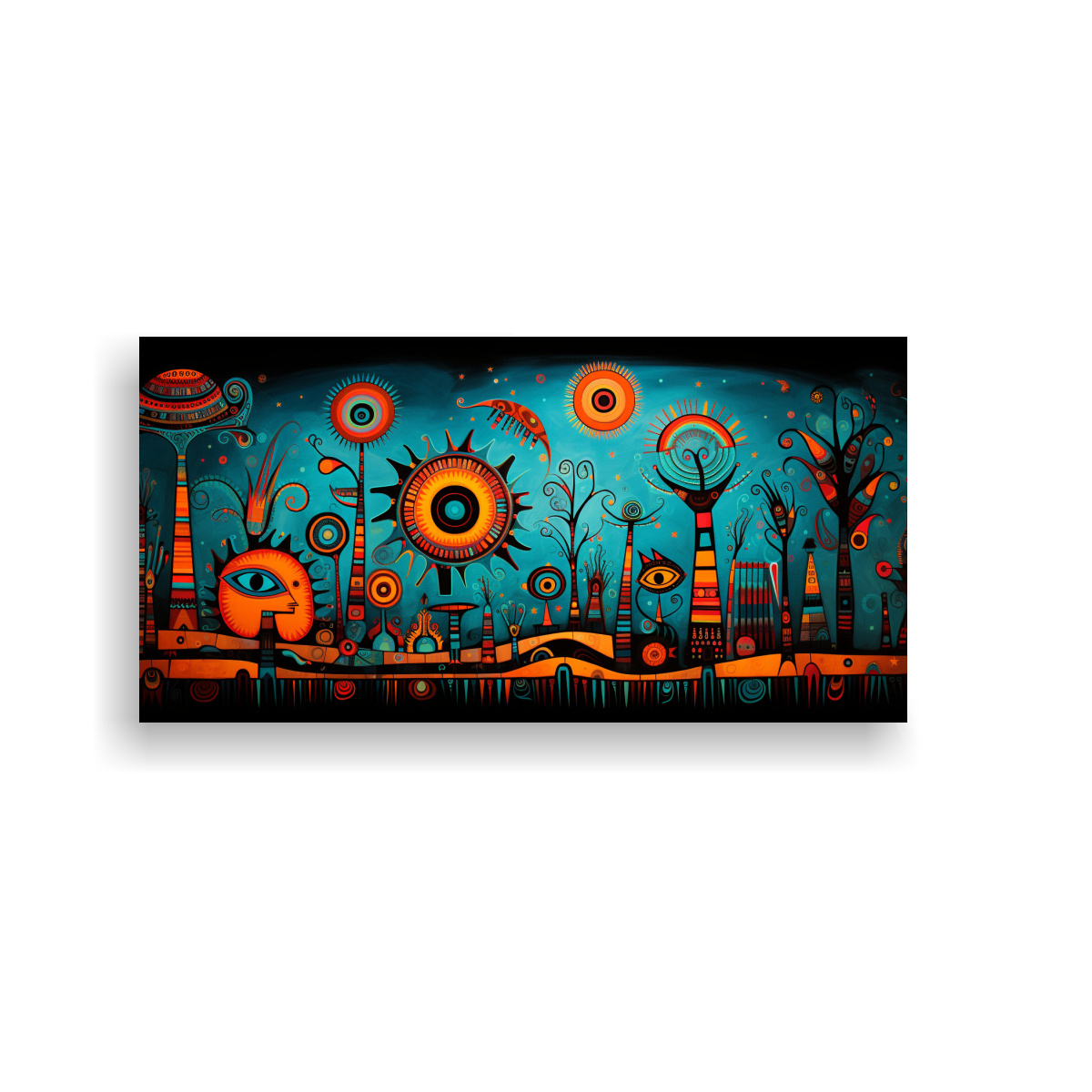 ARTE DE PARED MODERNO SIMPLICIDAD REINTERPRETACIÓN ABSTRACTA DEL ARTE POPULAR MEXICANO M 60X30CM - 1