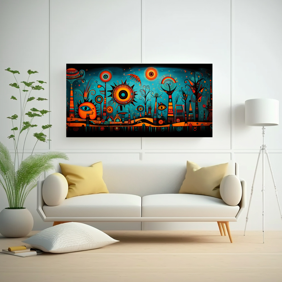 ARTE DE PARED MODERNO SIMPLICIDAD REINTERPRETACIÓN ABSTRACTA DEL ARTE POPULAR MEXICANO M 60X30CM - 2