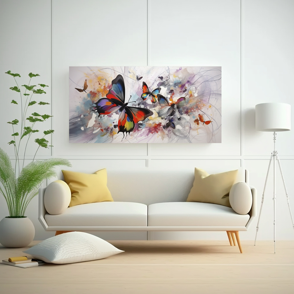 PINTURAS DECORATIVAS DE LIENZO CON MARIPOSAS ABSTRACTAS ESTRELLADAS EN CANVA CREATIVA 40X20CM - 2