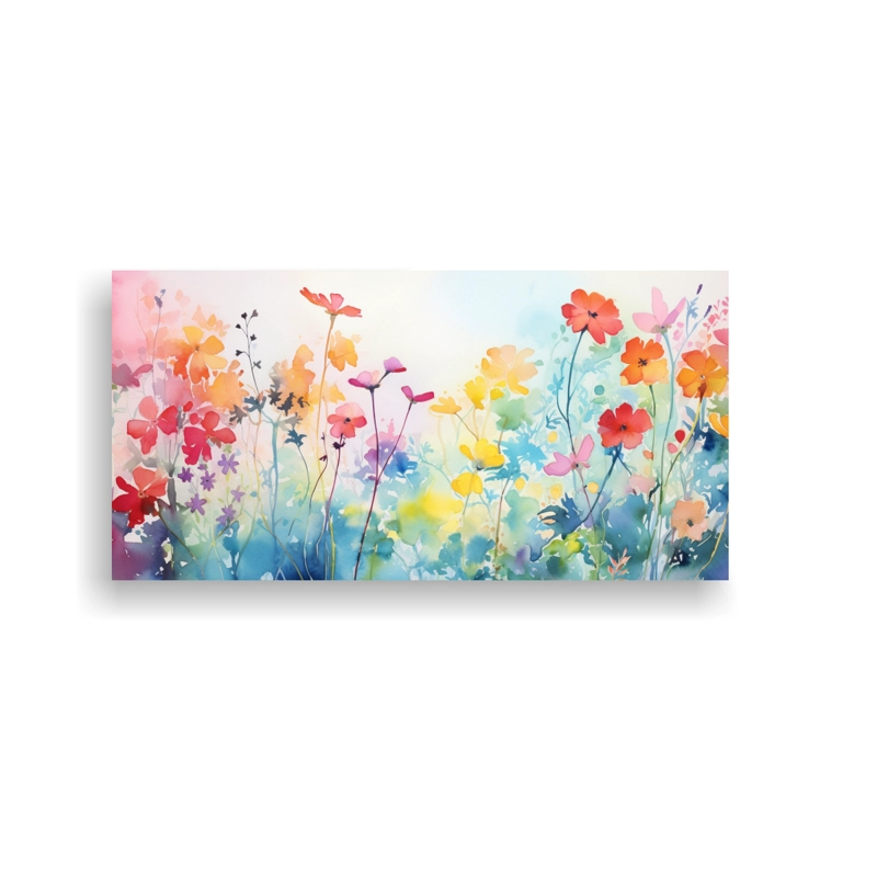 CUADRO DECORATIVO JUVENIL DE JARDÍN ILUMINADO REINTERPRETADO ABSTRACTAMENTE 40X20CM - 1