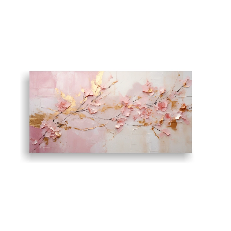 PINTURA ABSTRACTA DE ORO Y PLATA PARA DECORACIÓN DE ARTE 40X20CM - 1