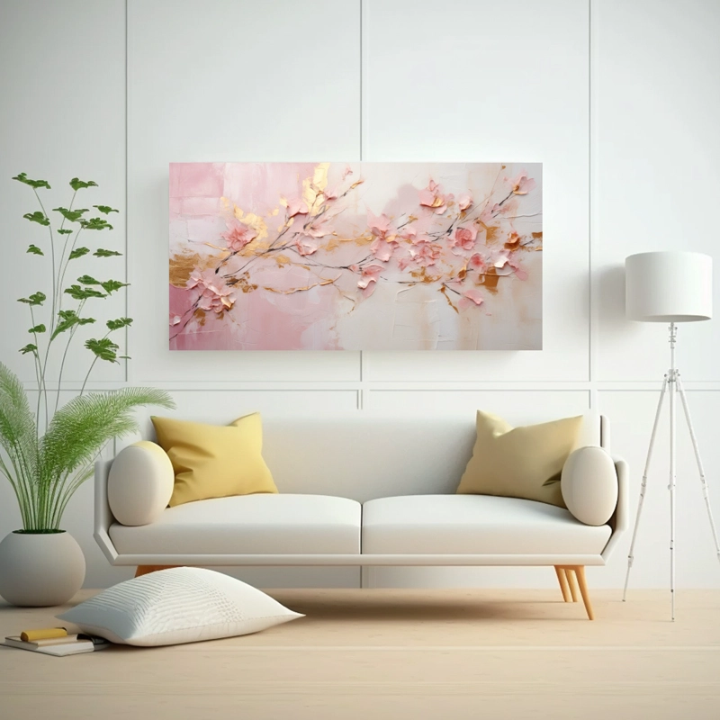 PINTURA ABSTRACTA DE ORO Y PLATA PARA DECORACIÓN DE ARTE 40X20CM - 2