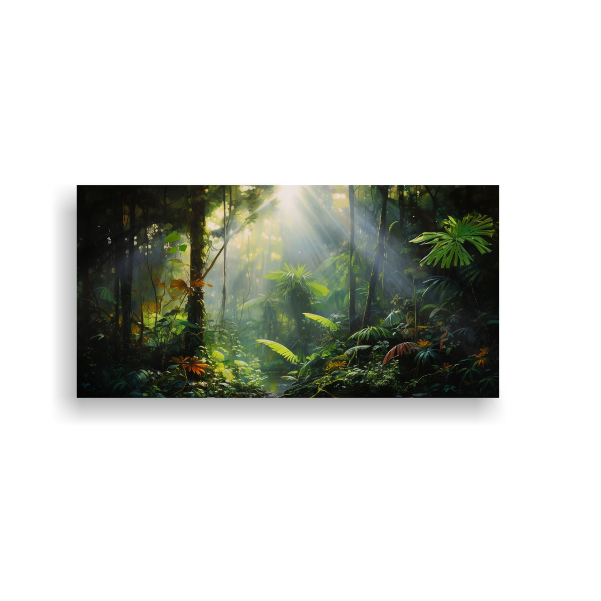 PINTURAS DECORATIVAS DE INSPIRACIÓN JUVENIL EN LA PENUMBRA DE UNA SELVA LLUVIOSA DENSA. 160X80CM - 1