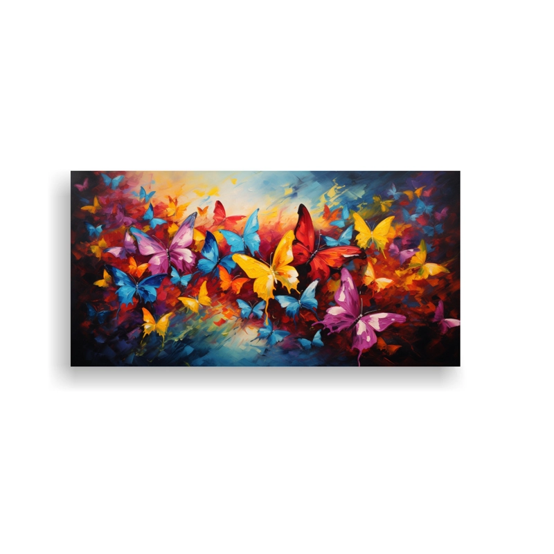 CUADROS ABSTRACTOS DE MARIPOSAS EN RELIEVE PARA DECORACIÓN EN CANVA 160X80CM - 1