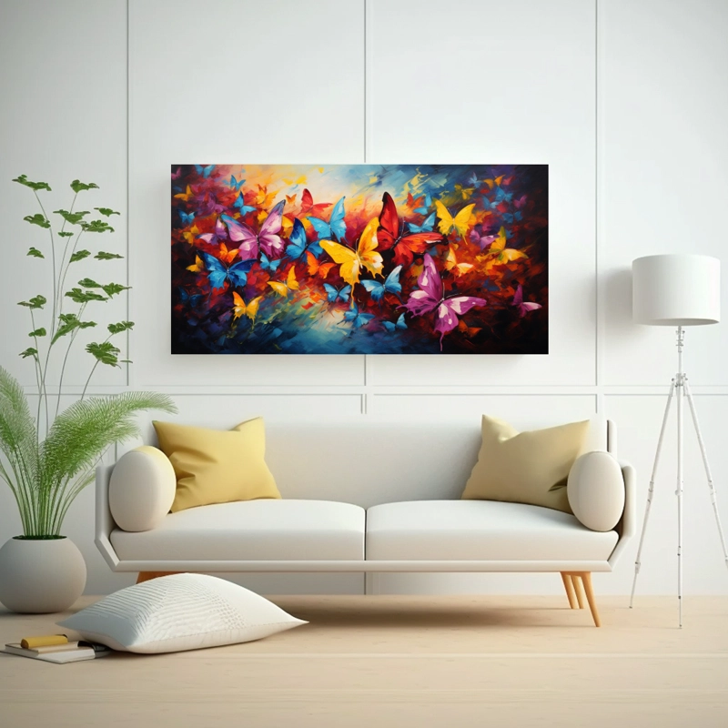 CUADROS ABSTRACTOS DE MARIPOSAS EN RELIEVE PARA DECORACIÓN EN CANVA 160X80CM - 2
