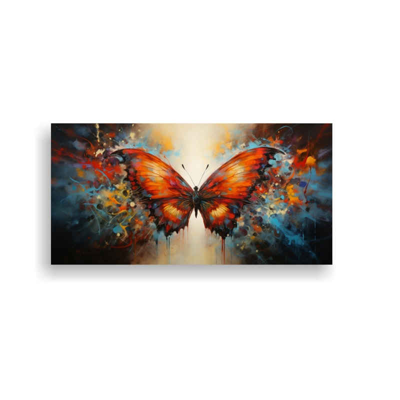 CUADRO MARIPOSA ABSTRACTO  DECORACIÓN IMPRESA DE FANTASÍA 120X60CM - 1