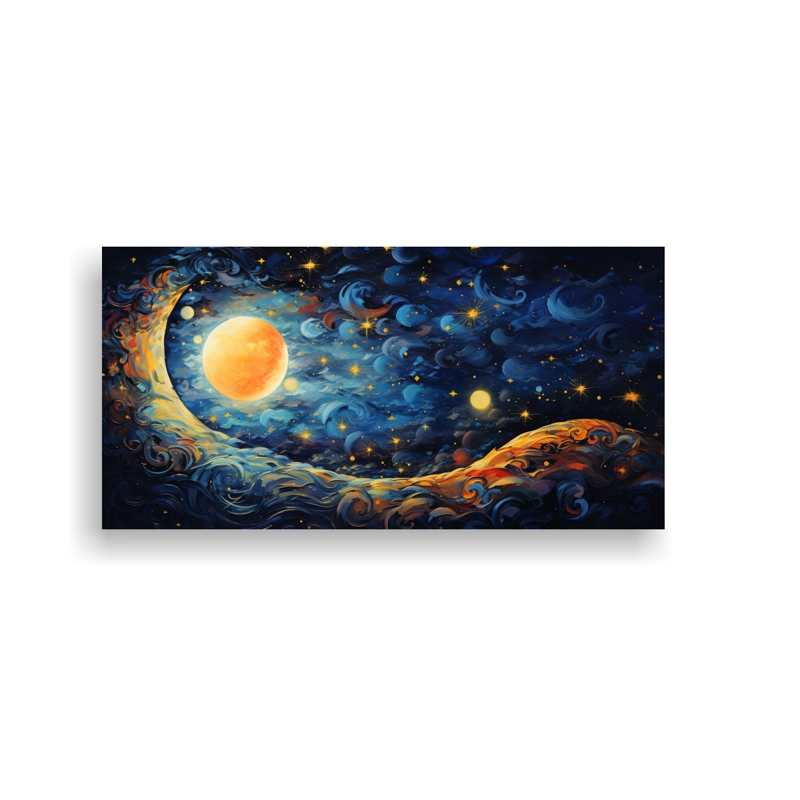 CUADRO FOTOGRAFÍA ALTA RESOLUCIÓN DE UNA PINTURA ABSTRACTA DE UNA LUNA CRECIENTE DE CERC 80X40CM - 1