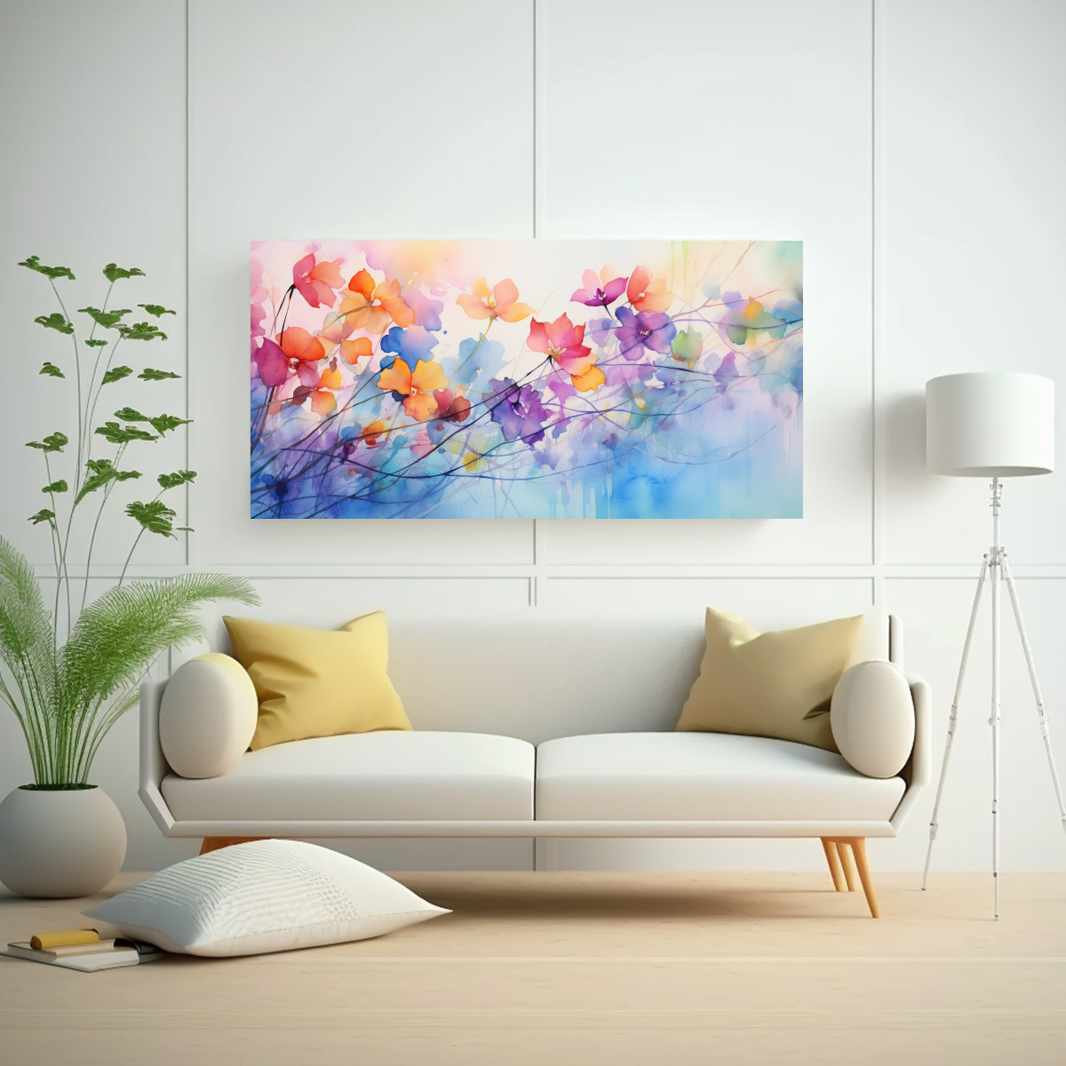 PINTURAS DECORATIVAS DE FUSIÓN ABSTRACTA DE ACUARELAS E IMPRESIONISMO 140X70CM - 2
