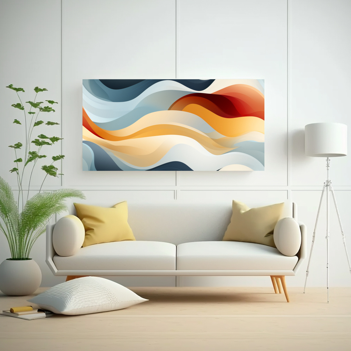 PINTURAS DECORATIVAS CON FORMAS ABSTRACTAS Y PALETA DE COLORES SUAVES 120X60CM - 2