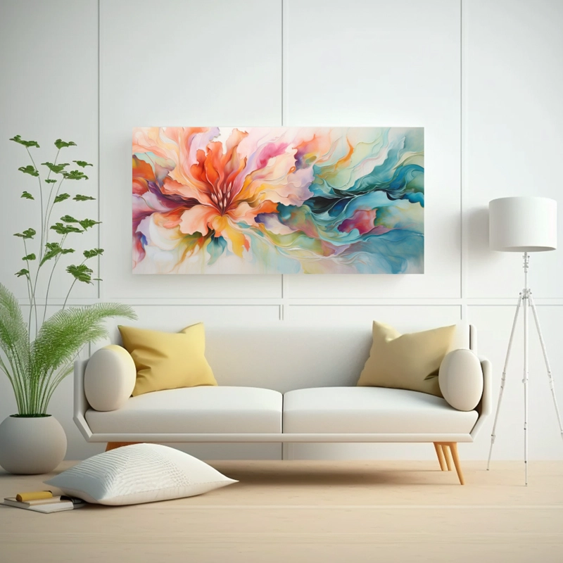 CUADRO DECORATIVO FLORES EN EXPLOSIÓN DE PRIMAVERA EN ABSTRACTO 80X40CM - 2