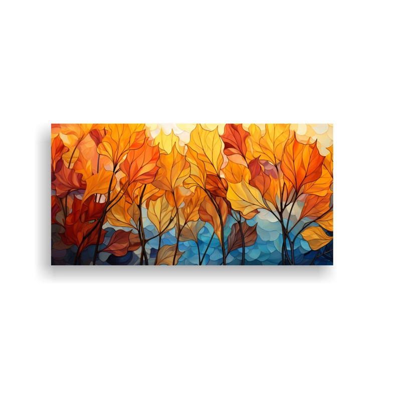 LIENZO DE TELA OTOÑAL INSPIRADOR PARA OFICINA EN CUADRÍCULA 2D 60X30CM - 1