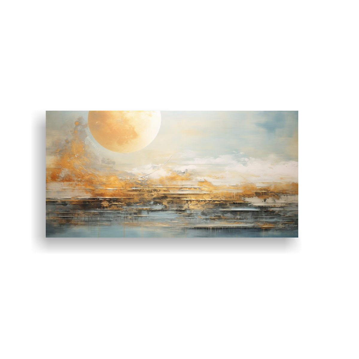 PINTURA DECORATIVA EXCLUSIVA DE ARTE DE PARED: INTERACCIÓN ABSTRACTA DE LUNA Y MAREAS 60X30CM - 1