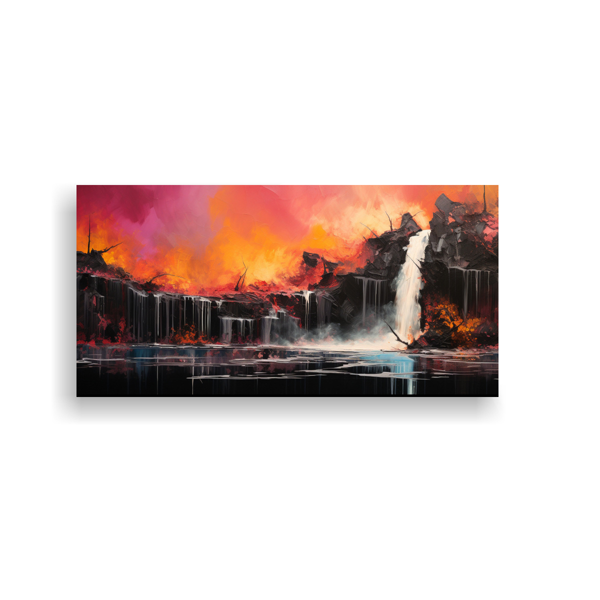PINTURAS DECORATIVAS DE ARTE DE PARED HORIZONTAL CON EMOCIONES EN CASCADA EN CASCADAS ABST 100X50CM - 1