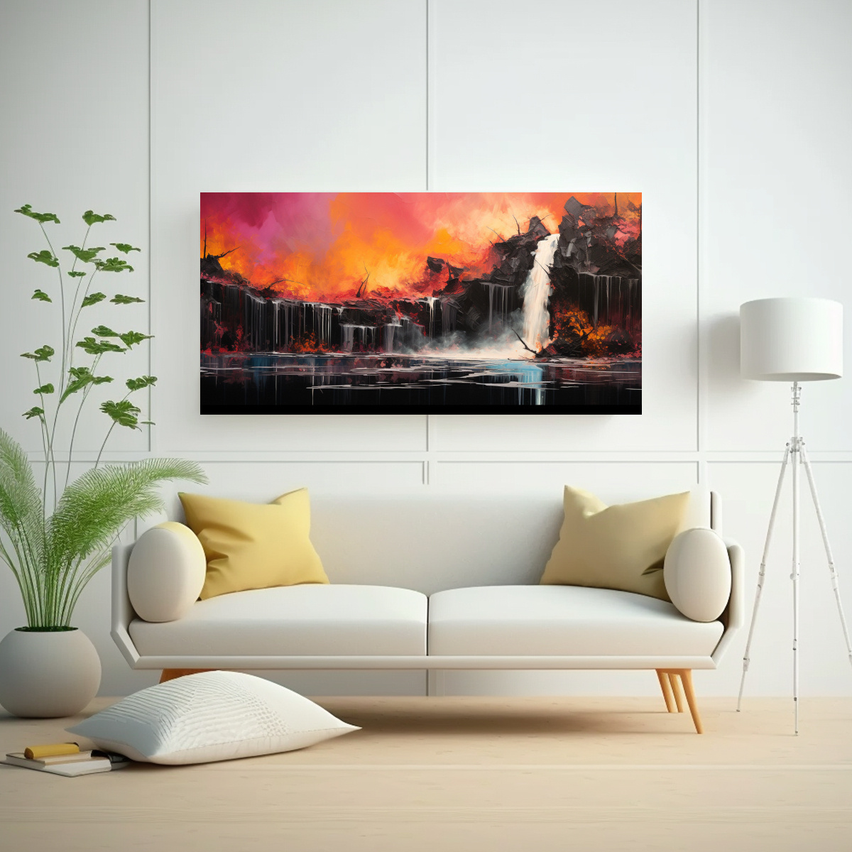 PINTURAS DECORATIVAS DE ARTE DE PARED HORIZONTAL CON EMOCIONES EN CASCADA EN CASCADAS ABST 100X50CM - 2