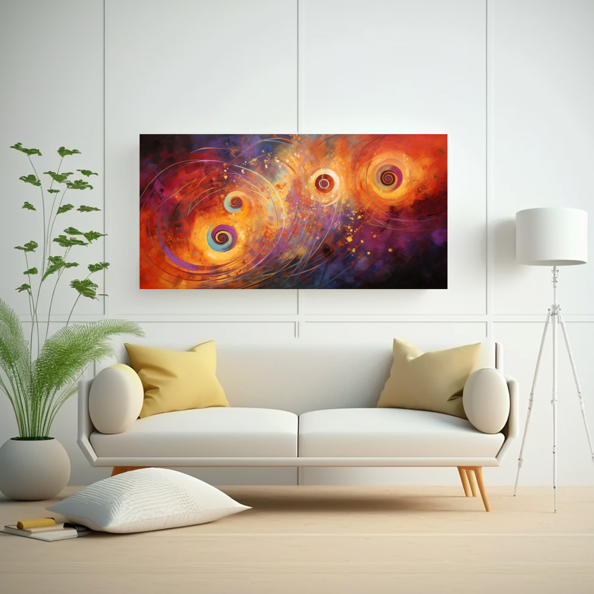 PINTURAS DECORATIVAS ABSTRACTAS INSPIRADAS EN PATRONES VIBRANTES DE LÍNEAS FINAS EN PERSP 140X70CM - 2