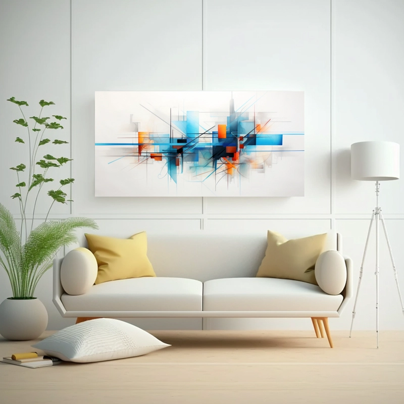 CUADRO ABSTRACTO ENIGMÁTICO: COLORES ACUARELA 140X70CM - 2