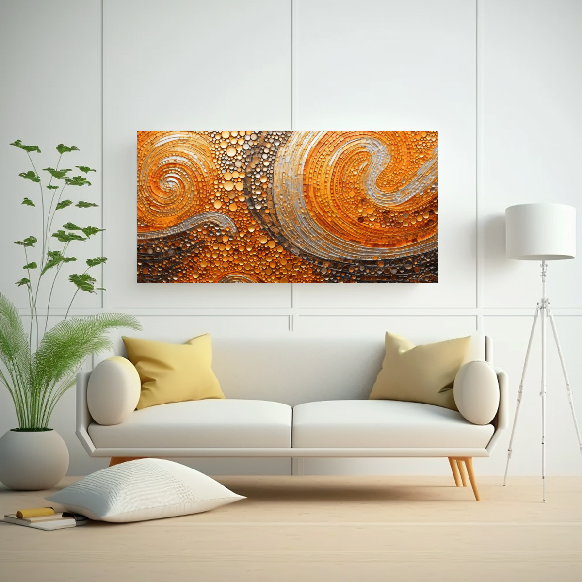 PINTURAS DE DECORACIÓN DE ARTE CUADRO PARA SALA ESTILO PUNTILLISMO LUMINOSO DE LÍQUIDOS. 60X30CM - 2