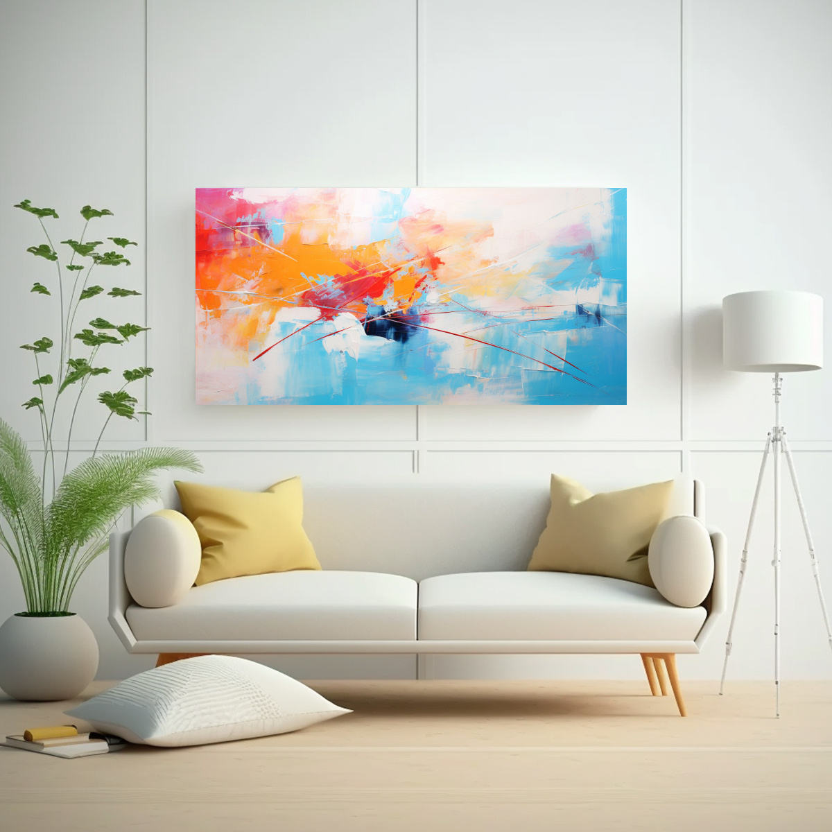 PINTURAS DECORATIVAS ABSTRACTAS MODERNAS CON FONDO COLORIDO. 60X30CM - 2
