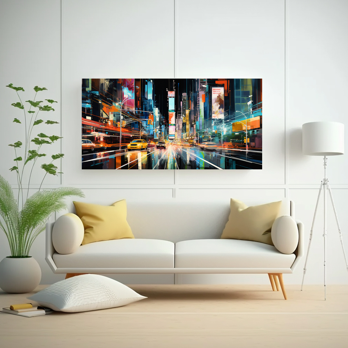 PINTURAS DECORATIVAS DE FUSIÓN ABSTRACTA DE ARTE POP Y COLORES NEÓN DE LA CIUDAD 100X50CM - 2
