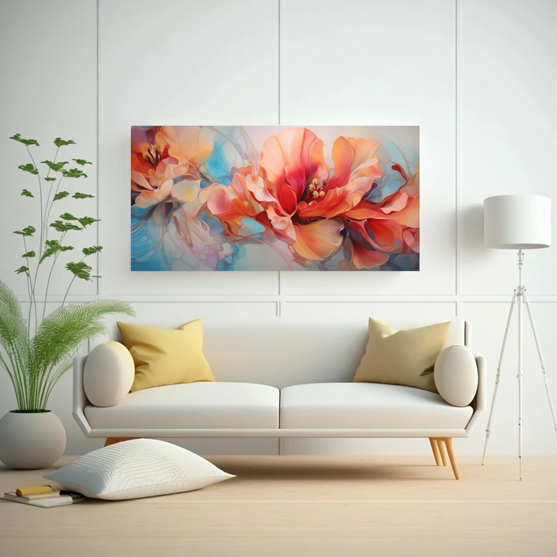 CUADRO INSPIRACIÓN CALMA, FLORES ABSTRACTAS MODERNAS 40X20CM - 2