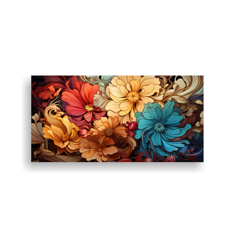 CUADROS DE COLORES EN PERSPECTIVA CON PATRONES EXPLOSIVOS, TONOS MARRONES DIFERENTES 100X50CM - 1