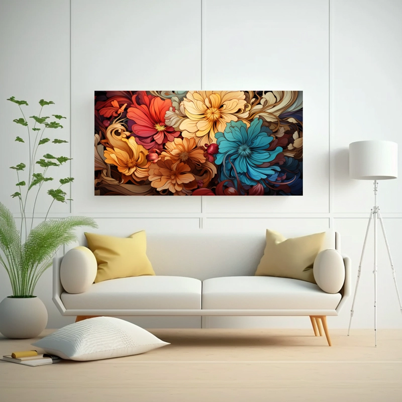 CUADROS DE COLORES EN PERSPECTIVA CON PATRONES EXPLOSIVOS, TONOS MARRONES DIFERENTES 100X50CM - 2