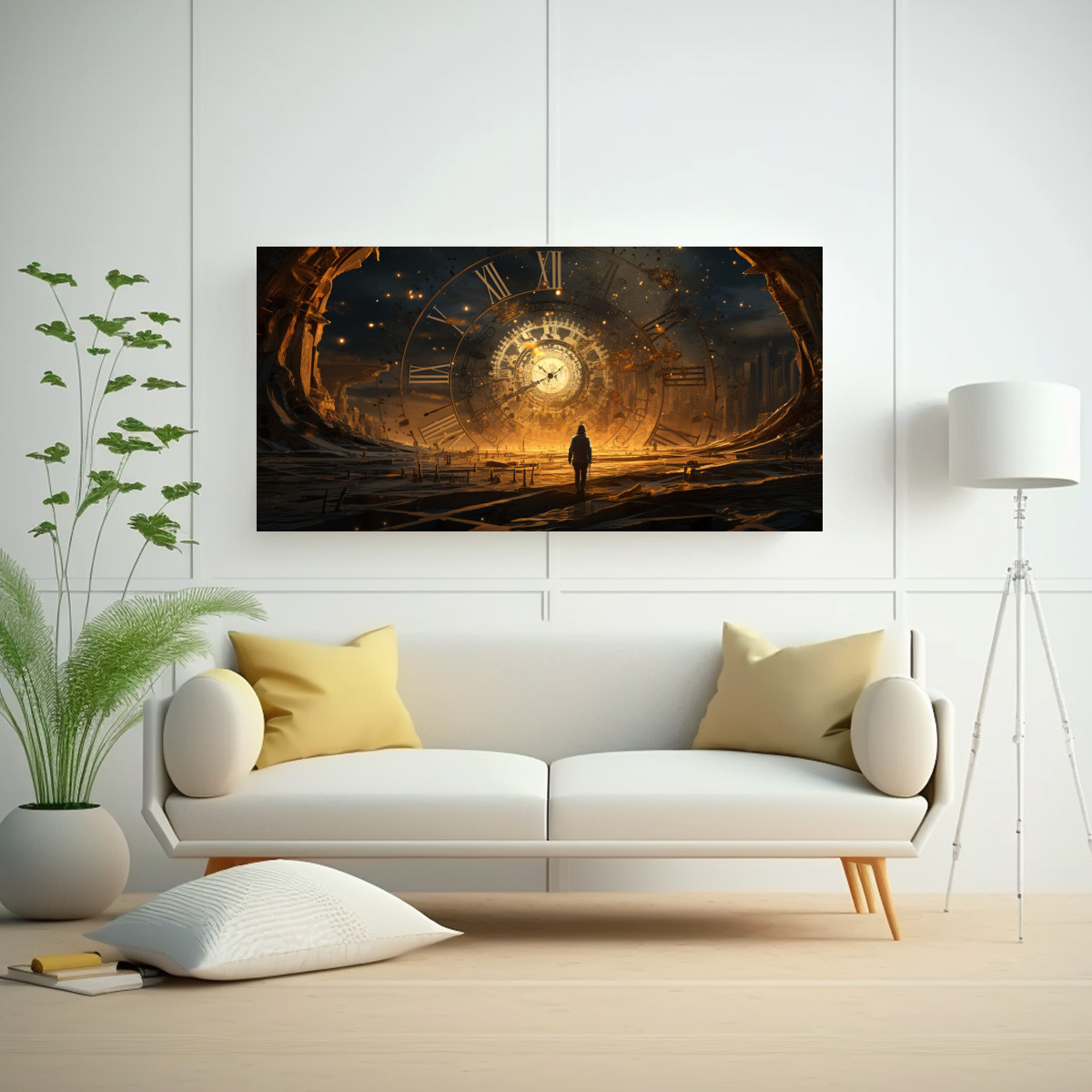 PINTURA DECORATIVA DE TELA EN BASTIDOR INSPIRACIÓN ABSTRACTA DE PASO DEL TIEMPO 120X60CM - 2