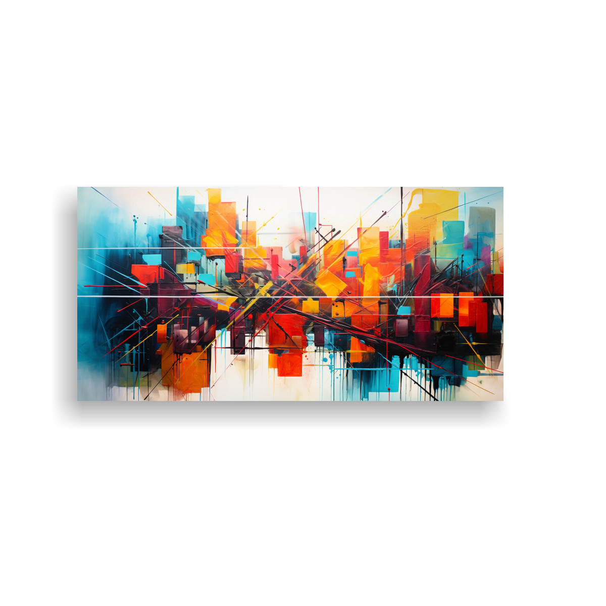 PINTURA DECORATIVA DE FUSIÓN ABSTRACTA Y ESPECTACULAR SURREALISTA CON ENERGÍA URBANA E I 60X30CM - 1