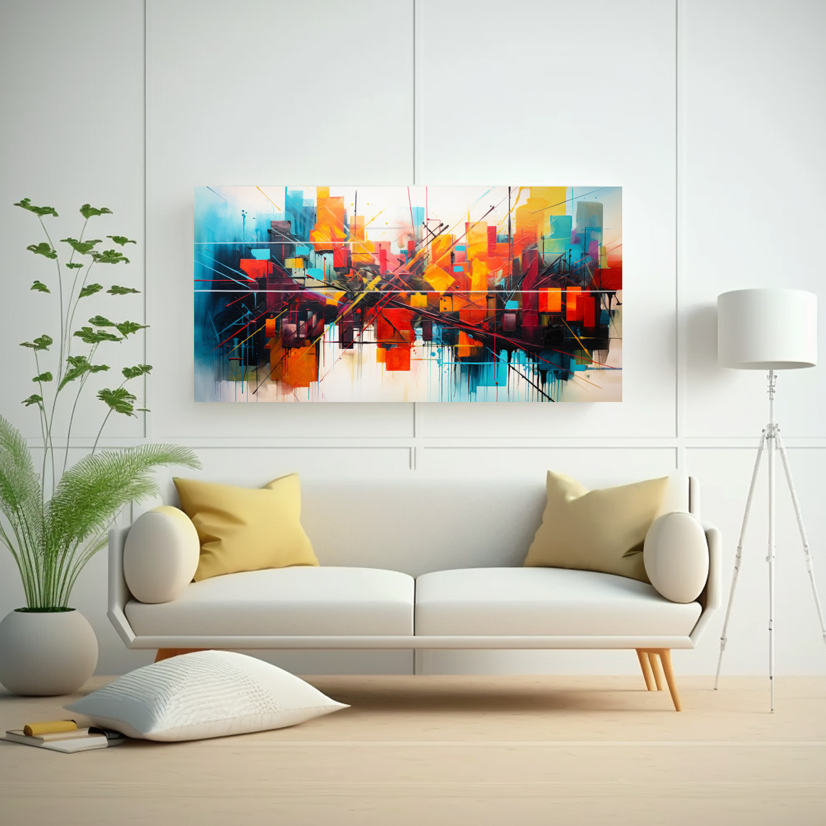 PINTURA DECORATIVA DE FUSIÓN ABSTRACTA Y ESPECTACULAR SURREALISTA CON ENERGÍA URBANA E I 60X30CM - 2